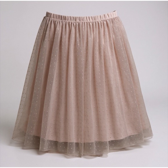 Garnet Hill Dresses & Skirts - Garnet Hill Women's XL Tulle Skirt Blush‎ Pink Mesh Polka Dot Ballet Fairy